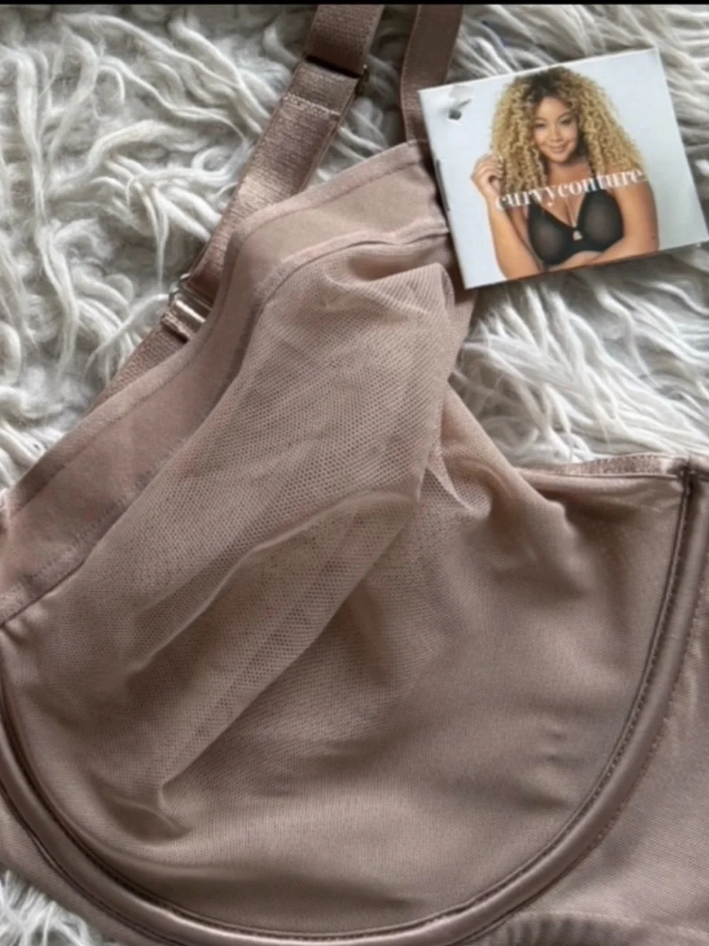 NWT Curvy Couture Sheer Mesh Full Coverage Unlined Underwire Bra